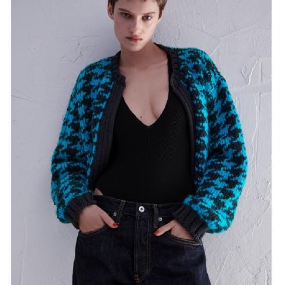 Zara Houndstooth Knit Cardigan - Picture 2 of 9